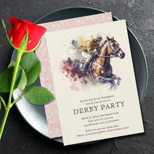 Waterverf Racehorse Derby Party Kaart