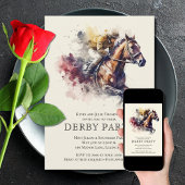 Waterverf Racehorse Derby Party Kaart