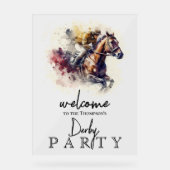 Waterverf Racehorse Derby Party Welkom Acryl Bord (Voorkant)