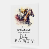 Waterverf Racehorse Derby Party Welkom Acryl Bord (Hoek)