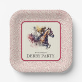 Waterverf Racehorse Derby Rode Plein Papieren Bordje (Voorkant)