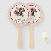 Waterverf Racehorse Derby Rood Handwaaier (Voorkant en achterkant)