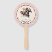 Waterverf Racehorse Derby Rood Handwaaier (Voorkant)