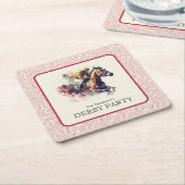 Waterverf Racehorse Derby Rood Kartonnen Onderzetters (Schuin)