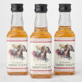 Waterverf Racehorse Derby Rood Likeurfles Etiket (Flessen)