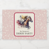 Waterverf Racehorse Derby Rood Likeurfles Etiket (Enkel label)