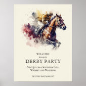 Waterverf Racehorse Derby Welkom Poster (Voorkant)