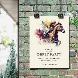 Waterverf Racehorse Derby Welkom Poster