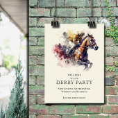 Waterverf Racehorse Derby Welkom Poster