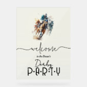 Waterverf Racehorse Jockey Derby Welkom Acryl Bord (Voorkant)