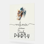 Waterverf Racehorse Jockey Derby Welkom Acryl Bord (Hoek)