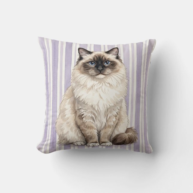 Waterverf Ragdoll Kat Kussensloop Kussen (Voorkant)