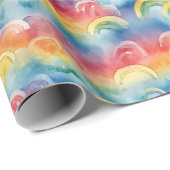 Waterverf Rainbogen en wolken Cadeaupapier (Rol Hoek)