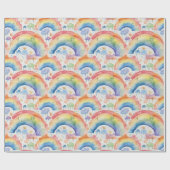 Waterverf Rainbogen en wolken Cadeaupapier (Vlak)