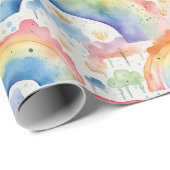 Waterverf Rainbogen en wolken Cadeaupapier (Rol Hoek)