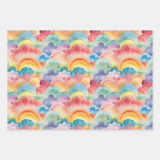 Waterverf Rainbogen en wolken Inpakpapier Vel (Voorkant 2)