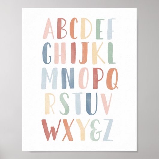 Waterverf Rainbow Alphabet Classroom Poster (Voorkant)