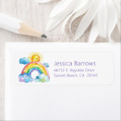 Waterverf Rainbow Baby Girl Shower Retouradres Etiket (Insitu)