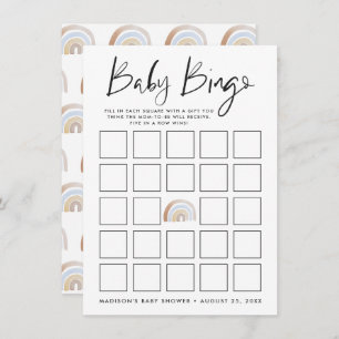 Waterverf Rainbow Baby shower Bingo Kaart