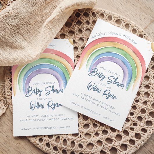 Waterverf Rainbow Baby shower | Geslacht Kaart