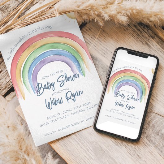 Waterverf Rainbow Baby shower | Geslacht Kaart