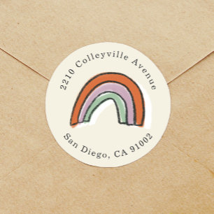 Waterverf Rainbow Baby shower Return-adres Ronde Sticker