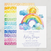 Waterverf Rainbow Baby shower Uitnodiging (Voorkant / Achterkant)