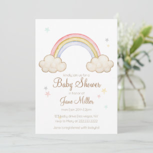 Waterverf Rainbow Baby shower Uitnodiging