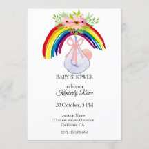 Waterverf Rainbow Baby shower Uitnodiging