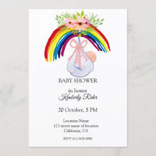 Waterverf Rainbow Baby shower Uitnodiging