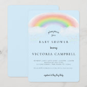 Waterverf Rainbow Baby shower Uitnodiging (Voorkant / Achterkant)