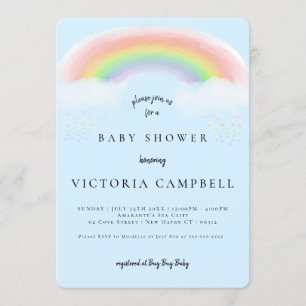 Waterverf Rainbow Baby shower Uitnodiging