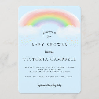 Waterverf Rainbow Baby shower Uitnodiging