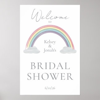 Waterverf Rainbow Baby shower Welkom Poster