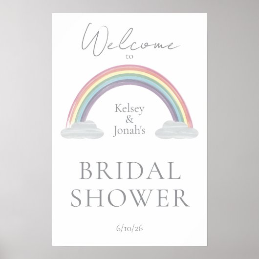 Waterverf Rainbow Baby shower Welkom Poster (Voorkant)