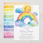Waterverf Rainbow Baby Sprinkle Invitation Kaart (Voorkant / Achterkant)