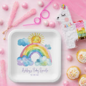 Waterverf Rainbow Baby Sprinkle Papieren Bordje (Feest)