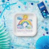 Waterverf Rainbow Baby Sprinkle Papieren Bordje (Feest)