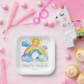 Waterverf Rainbow Baby Sprinkle Papieren Bordje (Feest)