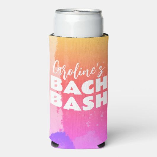 Waterverf Rainbow Bachelorette Bash Seltzer Blikjeskoeler (Seltzer Voorkant)