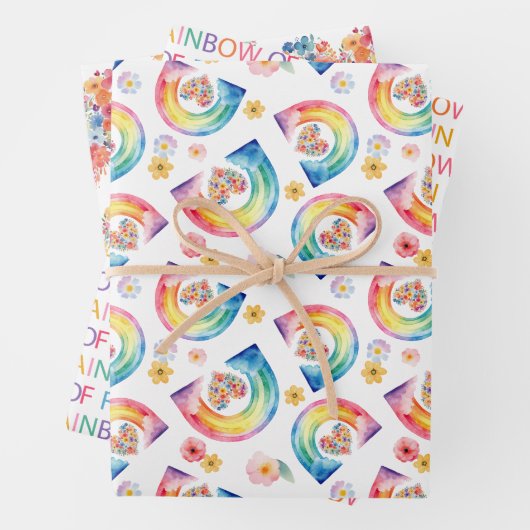 Waterverf Rainbow Birthday Wrapping Paper (In situ)