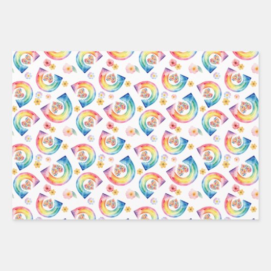 Waterverf Rainbow Birthday Wrapping Paper (Voorkant)