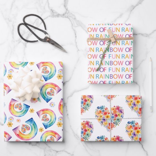 Waterverf Rainbow Birthday Wrapping Paper (Voorkant)
