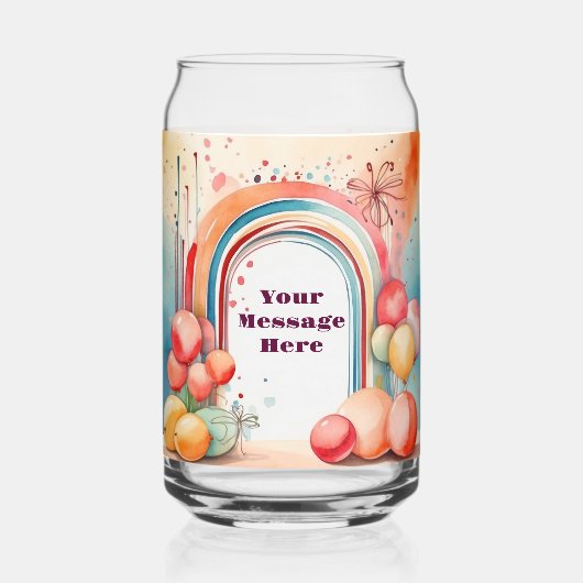 Waterverf Rainbow Bliss Party Blikvorm Glas (Voorkant)