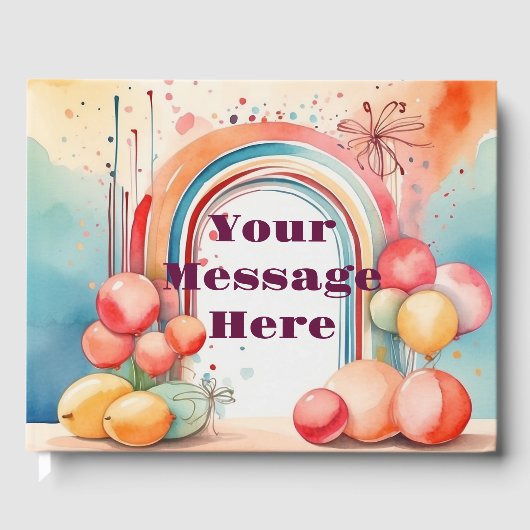 Waterverf Rainbow Bliss Party Gastenboek (Voorkant)