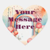 Waterverf Rainbow Bliss Party Hart Sticker (Voorkant)