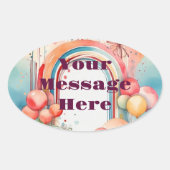 Waterverf Rainbow Bliss Party Ovale Sticker (Voorkant)