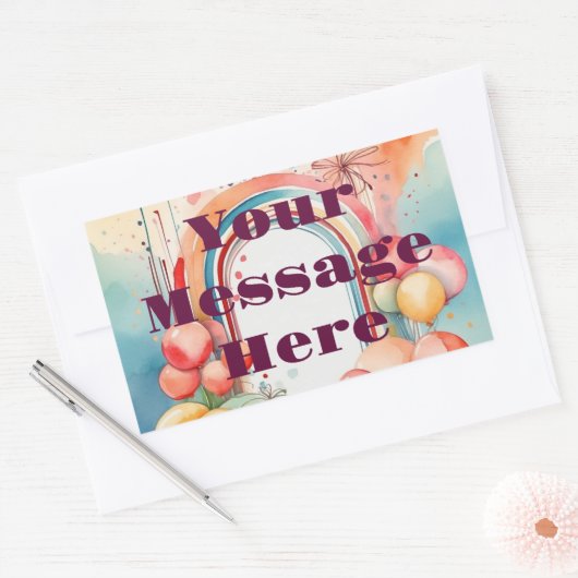 Waterverf Rainbow Bliss Party Rechthoekige Sticker (Envelop)