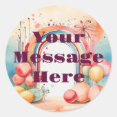 Waterverf Rainbow Bliss Party Ronde Sticker (Voorkant)