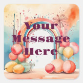 Waterverf Rainbow Bliss Party Vierkante Sticker (Voorkant)